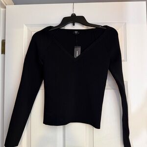 Express Black V-Neck Long Sleeve Top